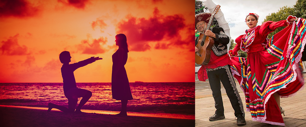 Ga dansen in de zee met de romantische muziek van de mariachis